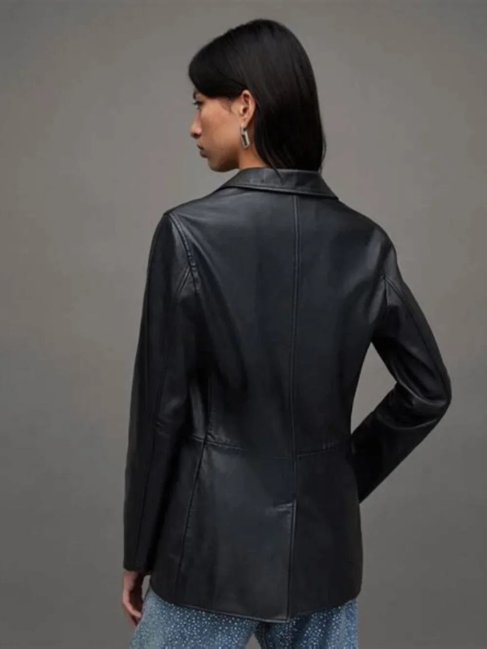 ALL SAINTS Corinna Leather Blazer in Black Size US8 - Picture 9 of 14